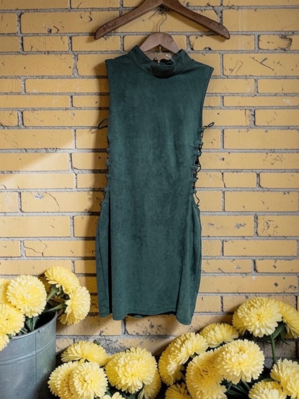 Windsor faux suede dress side cutouts